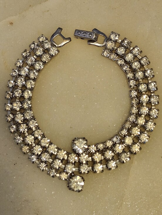 Vintage Jewelry - Stunning Rhinestone Three-Row Tennis Bracelet